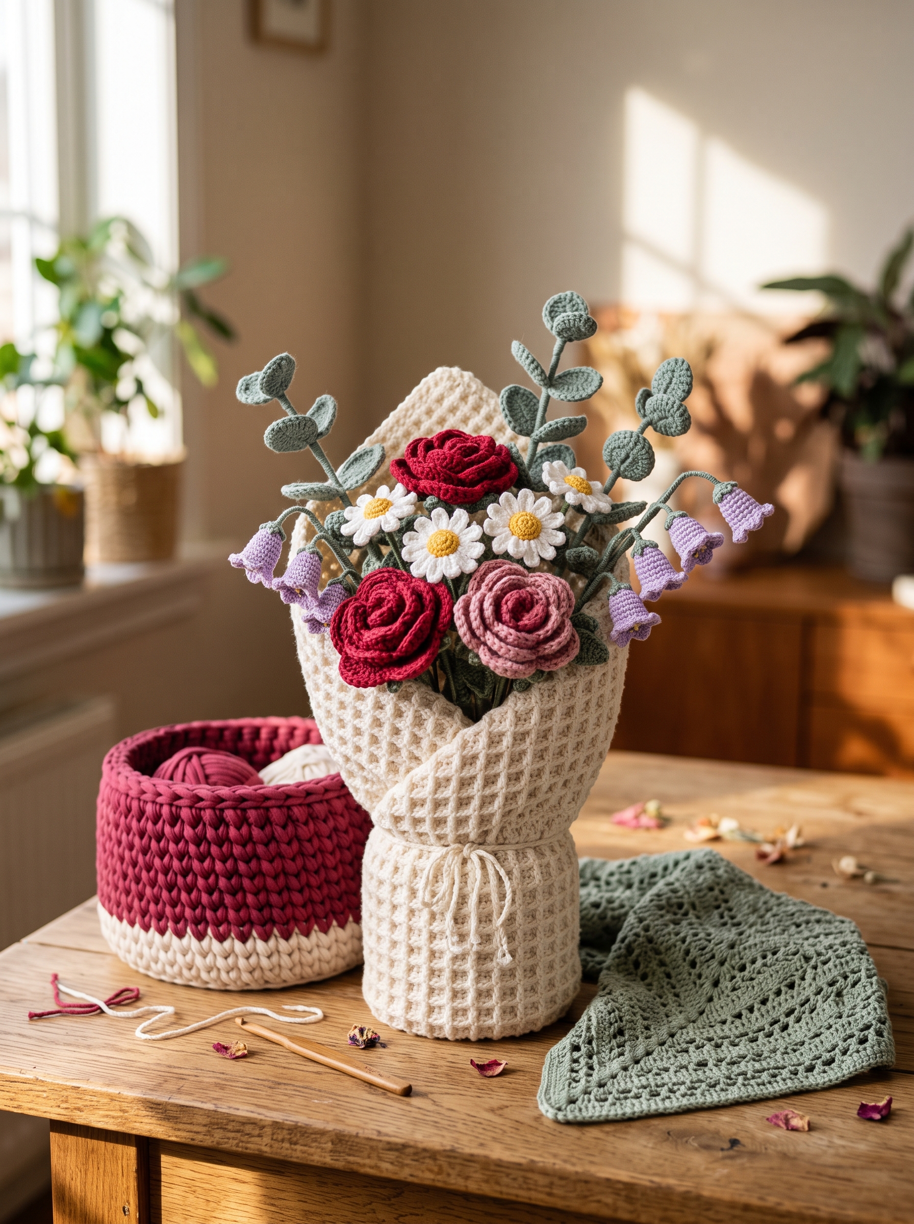 Blooming Rose Bouquet Blanket Crochet Book - Crochet